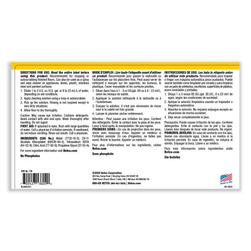 Betco pH7 Floor Cleaner, Lemon Scent, 1 gal Bottle, 4/Carton (1380400)