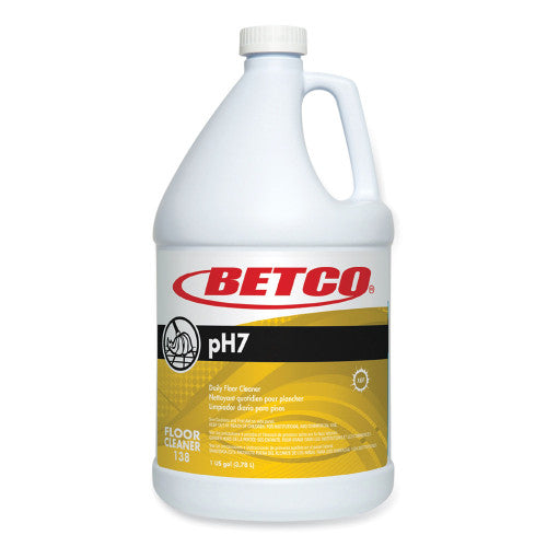 Betco pH7 Floor Cleaner, Lemon Scent, 1 gal Bottle, 4/Carton (1380400)