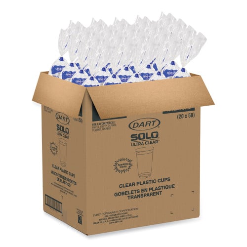 SOLO Ultra Clear Cups, 16 oz, PET, 50/Bag, 20 Bags/Carton (TR16)