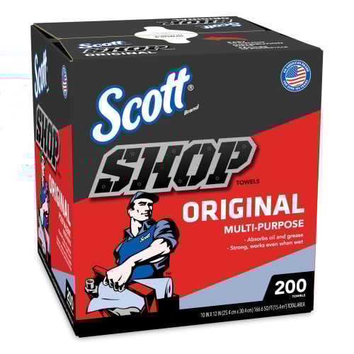 Scott Shop Towels, POP-UP Box, 1-Ply, 9 x 12, Blue, 200/Box, 8 Boxes/Carton (75190)