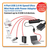 Tripp Lite USB 2.0 Ultra-Mini Compact Hub with Power Adapter, 4 Ports, Black (U222004R)