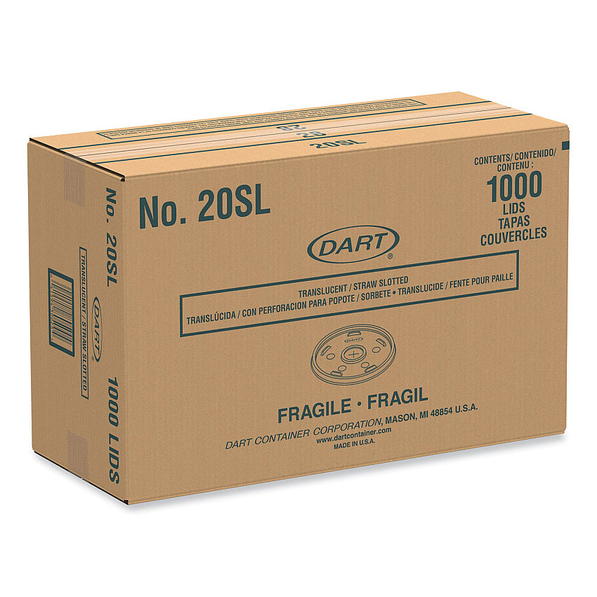Dart Cold Cup Lids, Fits 8 to 32 oz Cups/Containers, Translucent, 100/Sleeve, 10 Sleeves/Carton (20SL)