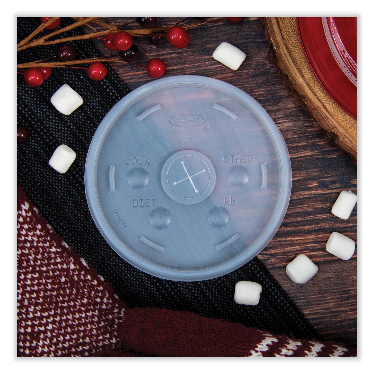Dart Cold Cup Lids, Fits 8 to 32 oz Cups/Containers, Translucent, 100/Sleeve, 10 Sleeves/Carton (20SL)
