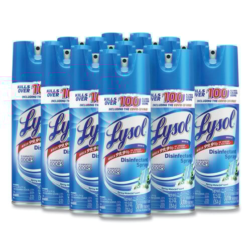 Lysol® Disinfectant Spray, Spring Waterfall Scent, 12.5 oz., 12 Cans (02845)