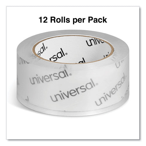 Universal Deluxe General-Purpose Acrylic Box Sealing Tape, 3" Core, 1.88" x 109 yds, Clear, 12/Pack (UNV66100)