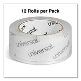 Universal Deluxe General-Purpose Acrylic Box Sealing Tape, 3" Core, 1.88" x 109 yds, Clear, 12/Pack (UNV66100)