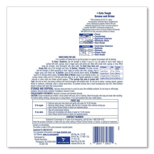 Lysol® Multi-Surface Disinfectant Cleaner, Lemon Scent, 144 oz. Bottle, 4 Bottles (77617)