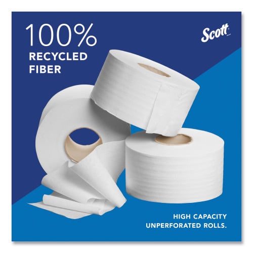 Scott Essential 100% Recycled Fiber JRT Bathroom Tissue for Business, Septic Safe, 2-Ply, White, 3.55" x 1,000 ft, 12 Rolls/Carton (67805)