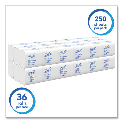 Scott® Hygienic Bath Tissue, 2-Ply, 250 Wipe Pack, 36 Packs (48280)