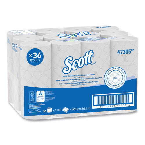 Scott® Small Core High Capacity Toilet Paper, 2-Ply, 1100 Sheets, 36 Rolls (47305)