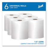Scott Essential High Capacity Hard Roll Towels for Business, 1-Ply, 8" x 1,000 ft, 1.5" Core, Recycled, White, 6 Rolls/Carton (01005)