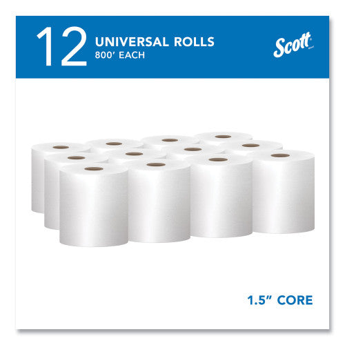 Scott Essential Hard Roll Towels for Business, Absorbency Pockets, 1-Ply, 8" x 800 ft, 1.5" Core, White, 12 Rolls/Carton (01040)