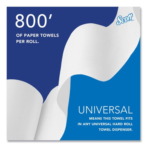 Scott Essential Hard Roll Towels for Business, Absorbency Pockets, 1-Ply, 8" x 800 ft, 1.5" Core, White, 12 Rolls/Carton (01040)