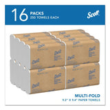 Scott Essential Multi-Fold Towels, Standard Tier, Absorbency Pockets, 1-Ply, 9.2 x 9.4, White, 250/Pack, 16 Packs/Carton (01840)