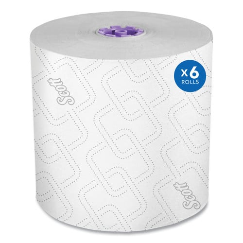 Scott Essential High Capacity Hard Roll Towel, 1-Ply, 8" x 950 ft, White, 6 Rolls/Carton (02001)
