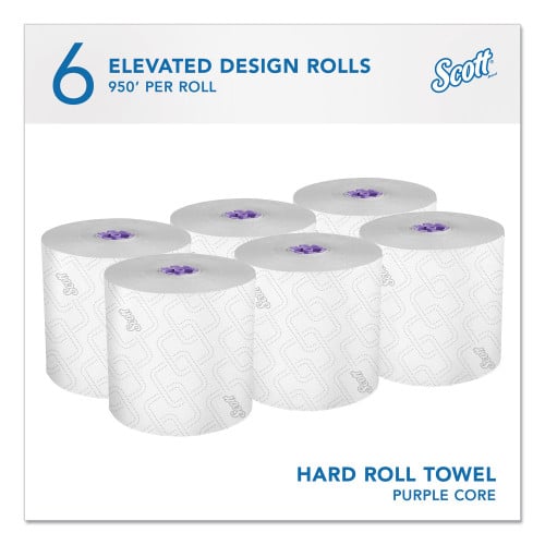 Scott Essential High Capacity Hard Roll Towel, 1-Ply, 8" x 950 ft, White, 6 Rolls/Carton (02001)