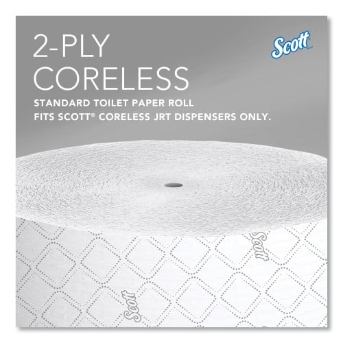 Scott Essential Coreless JRT, Septic Safe, 2-Ply, White, 3.75" x 1,150 ft, 12 Rolls/Carton (07006)