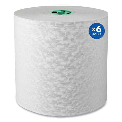 Kleenex Hard Roll Paper Towels with Premium Absorbency Pockets with Colored Core, Green Core, 1-Ply, 7.5" x 700 ft, White, 6 Rolls/CT (25630)