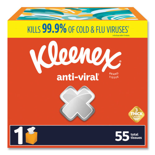 Kleenex® Anti-Viral Facial Tissue, 3-Ply, White, 55 Sheet Box, 27 Boxes (54505CT)