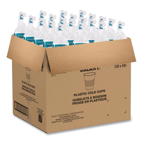 Dart High-Impact Polystyrene Squat Cold Cups, 12 oz, Translucent, 50 Cups/Sleeve, 20 Sleeves/Carton (Y12S)
