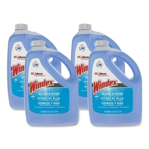 Windex® Glass Cleaner with Ammonia-D, Unscented, 1 Gal. Bottle, 4 Bottles (696503)