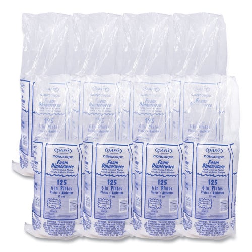 Dart Concorde Foam Plate, 6" dia, White, 1,000/Carton (6PWCR)