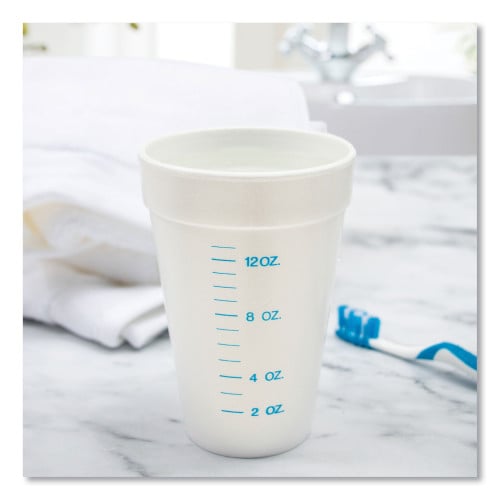 Dart Graduated Foam Medical Cups, 16 oz, White, 25/Pack, 40 Packs/Carton (16J16GRAD)
