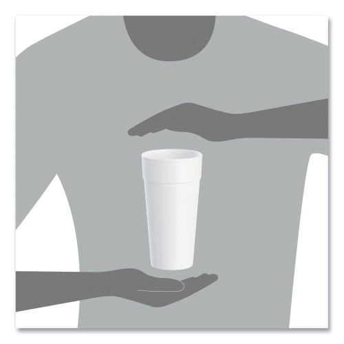 Dart Foam Drink Cups, Hot/Cold, 24 oz, White, 25/Bag, 20 Bags/Carton (24J16)