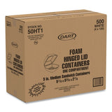 Dart Foam Hinged Lid Containers, 5.38 x 5.5 x 2.88, White, 500/Carton (50HT1)