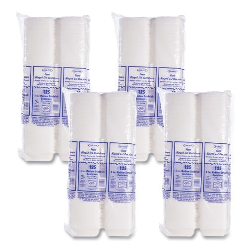 Dart Foam Hinged Lid Containers, 5.38 x 5.5 x 2.88, White, 500/Carton (50HT1)