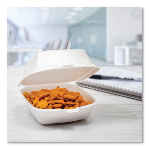 Dart Foam Hinged Lid Containers, 5.38 x 5.5 x 2.88, White, 500/Carton (50HT1)