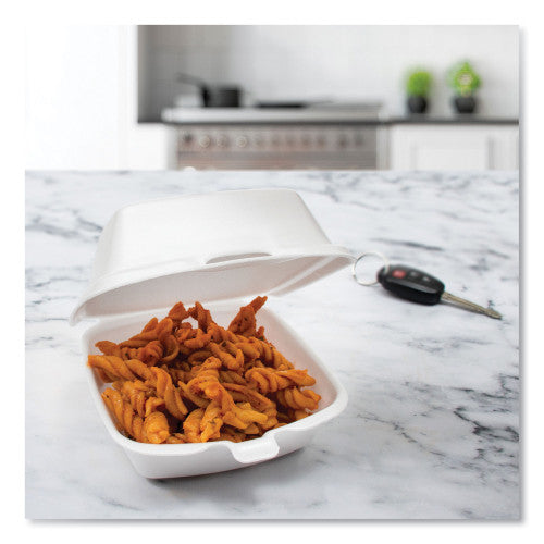 Dart Foam Hinged Lid Containers, 5.38 x 5.5 x 2.88, White, 500/Carton (50HT1)