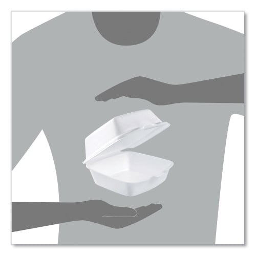 Dart Foam Hinged Lid Containers, 5.38 x 5.5 x 2.88, White, 500/Carton (50HT1)