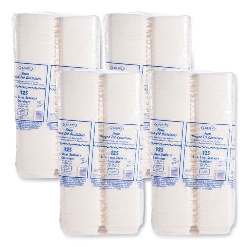 Dart Foam Hinged Lid Containers, 6 x 5.78 x 3, White, 500/Carton (60HT1)