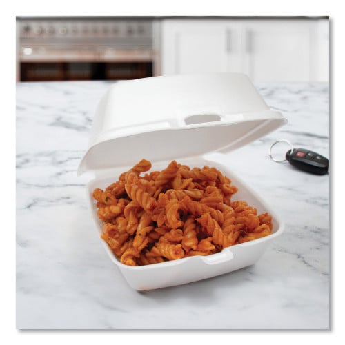 Dart Foam Hinged Lid Containers, 6 x 5.78 x 3, White, 500/Carton (60HT1)