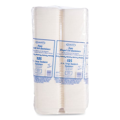 Dart Foam Hinged Lid Containers, 6 x 5.78 x 3, White, 500/Carton (60HT1)