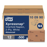 Tork Xpressnap Interfold Dispenser Napkins, 2-Ply, 6.5 x 8.5, White, 500/Pack, 12 Packs/Carton (100990)