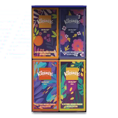 Kleenex On The Go Packs Facial Tissues, 3-Ply, White, 10/Pouch, 16 Pouches/Pack, 6 Packs/Carton (54635)