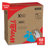 WypAll X50 Cloths, POP-UP Box, 12.5 x 9.1, White, 168/Box, 10 Boxes/Carton (83550)
