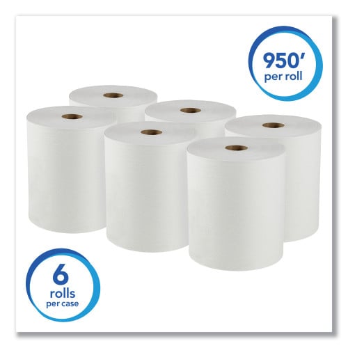 Scott Essential High Capacity Hard Roll Towels for Business, Absorbency Pockets, 1-Ply, 8" x 950 ft, 1.75" Core, White, 6 Rolls/CT (02000)