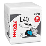 WypAll L40 Towels, 1/4 Fold, 12.5 x 12, White, 56/Box, 18 Packs/Carton (05701)