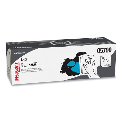 WypAll L40 Towels, POP-UP Box, 16.4 x 9.8, White, 100/Box, 9 Boxes/Carton (05790)