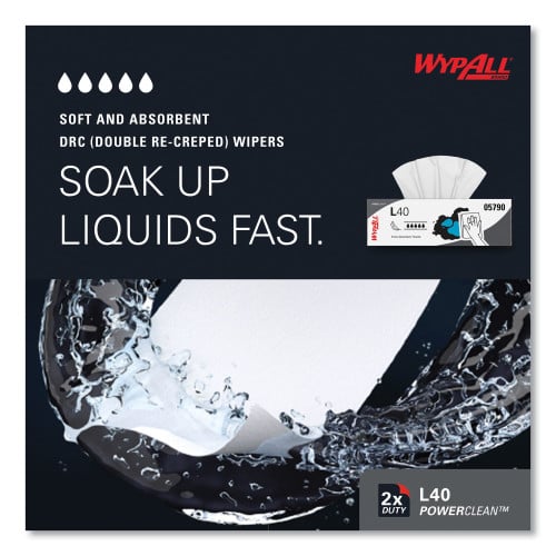 WypAll L40 Towels, POP-UP Box, 16.4 x 9.8, White, 100/Box, 9 Boxes/Carton (05790)