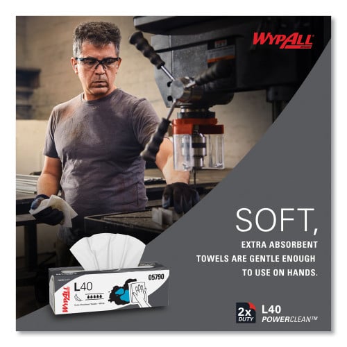 WypAll L40 Towels, POP-UP Box, 16.4 x 9.8, White, 100/Box, 9 Boxes/Carton (05790)