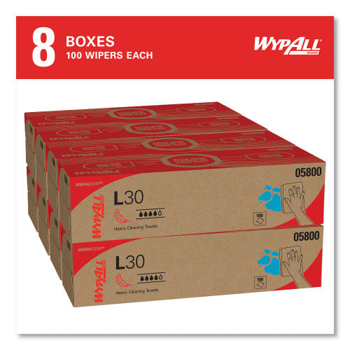 WypAll L30 Towels, POP-UP Box, 16.4 x 9.8, White, 100/Box, 8 Boxes/Carton (05800)