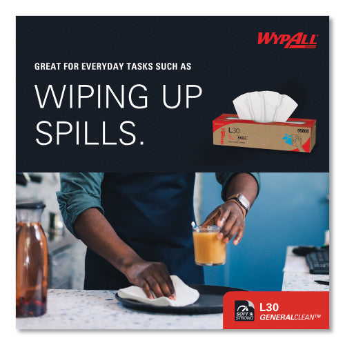 WypAll L30 Towels, POP-UP Box, 16.4 x 9.8, White, 100/Box, 8 Boxes/Carton (05800)