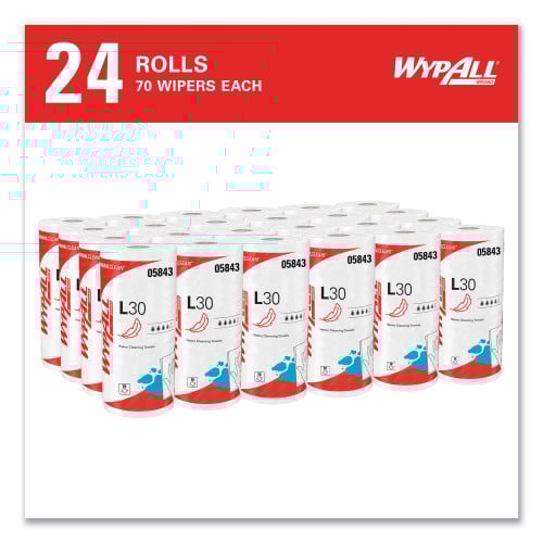 WypAll L30 Towels, 11 x 10.4, White, 70 Sheets/Roll (05843)