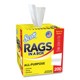 Scott Rags in a Box, POP-UP Box, 12 x 9, White, 200/Box, 8 Boxes/Carton (75260CT)