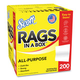 Scott Rags in a Box, POP-UP Box, 12 x 9, White, 200/Box, 8 Boxes/Carton (75260CT)