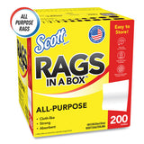Scott Rags in a Box, POP-UP Box, 12 x 9, White, 200/Box, 8 Boxes/Carton (75260CT)